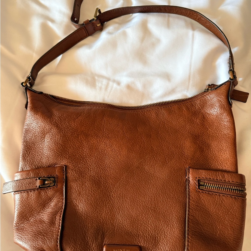 Fossil Tan Leather Shoulder Bag